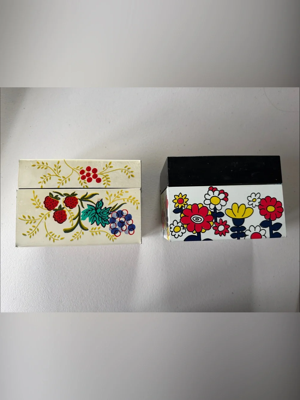 Floral Decorative Storage Box - White with Multicolor Flower Print